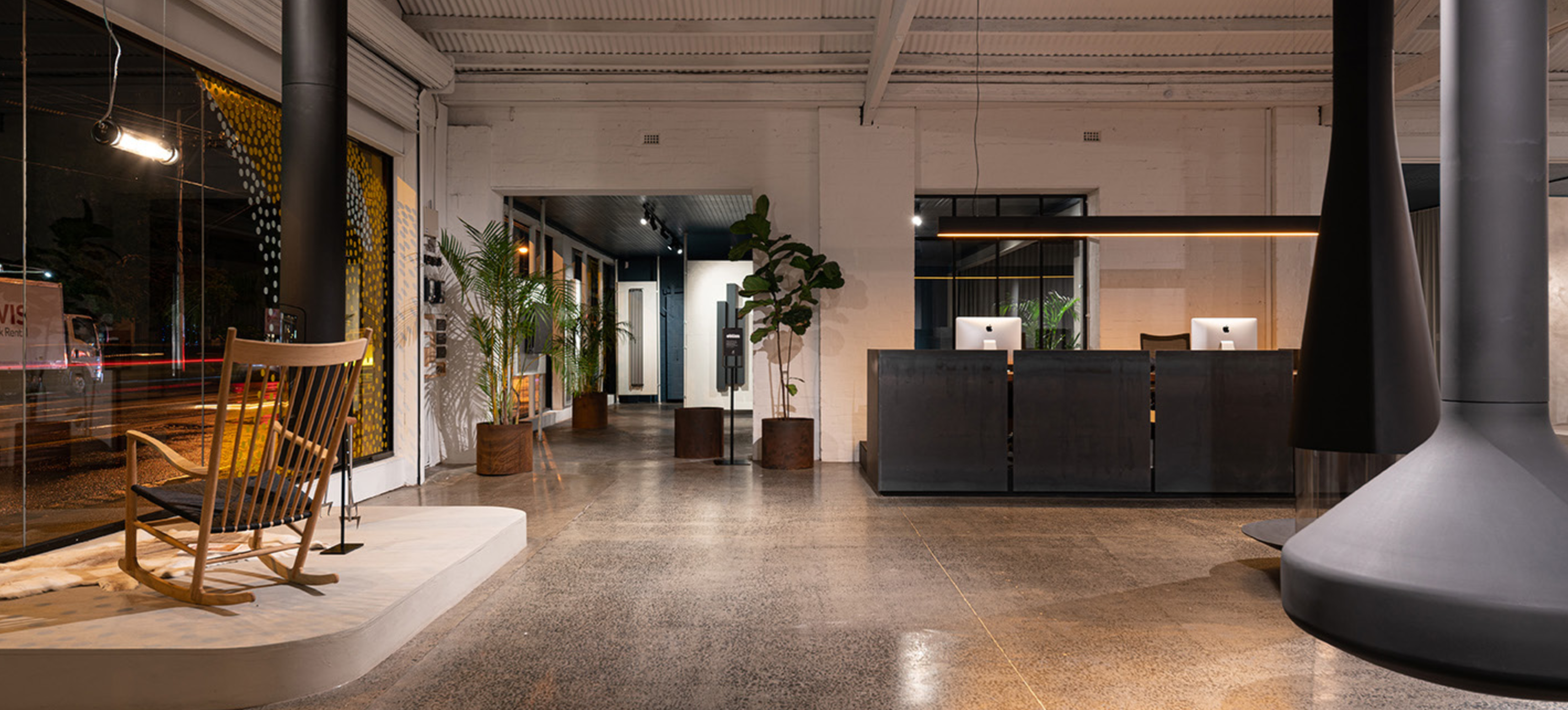 showroom Oblica cheminées contemporaines à Melbourne